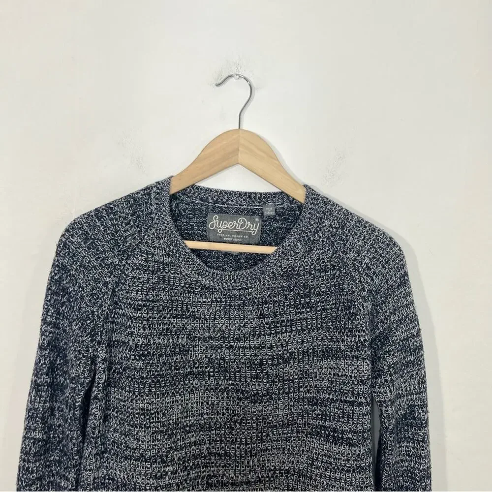Superdry Fesitval Goods CO. Blue Marled Crewneck Sweater Size XS